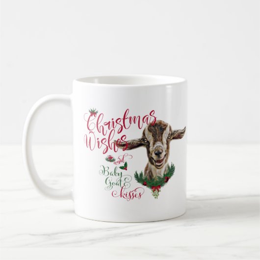 Mug CHÈQUE | Souhaits de Noël Bébé Chèvre Baisers Basc (Gauche)