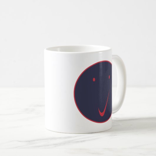 Mug Chèque - Tic, Rouge/Bleu. (Devant droit)