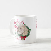 Mug CHÈQUE | Voeux de Noël Bébé Chèvre Baisers Angora (Devant gauche)