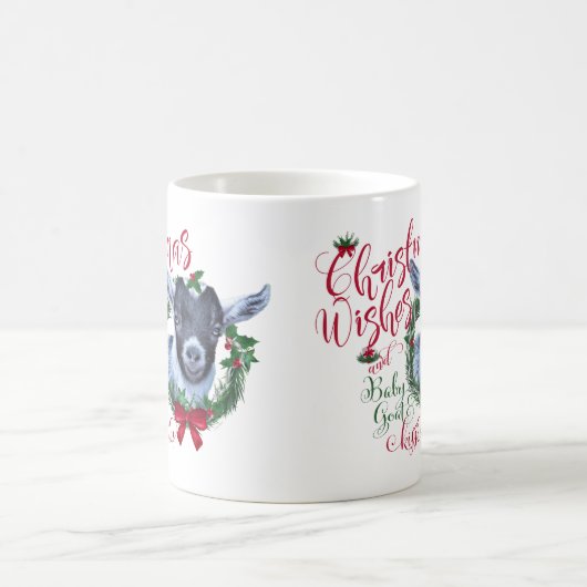 Mug CHÈQUE | voeux de Noël Bébé Chèvre Baisers Pygmée (Centre)