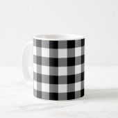 Mug Chèques de grande taille Noir et Blanc En vichy (Devant gauche)