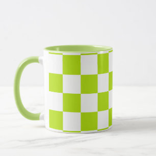 Mug Chèques et permules en vert et blanc de chaux