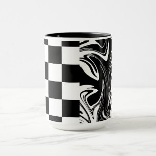 Mug Chèques et tourbillons - Noir et Blanc