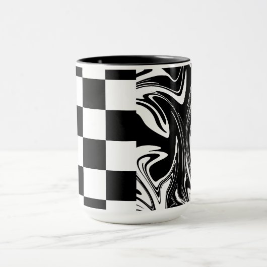 Mug Chèques et tourbillons - Noir et Blanc (Centre)