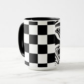 Mug Chèques et tourbillons - Noir et Blanc (Devant gauche)