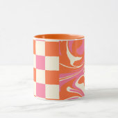 Mug Chèques et tourbillons - rose, orange et crème (Centre)