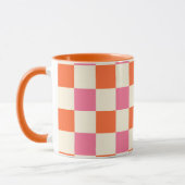 Mug Chèques et tourbillons - rose, orange et crème (Gauche)