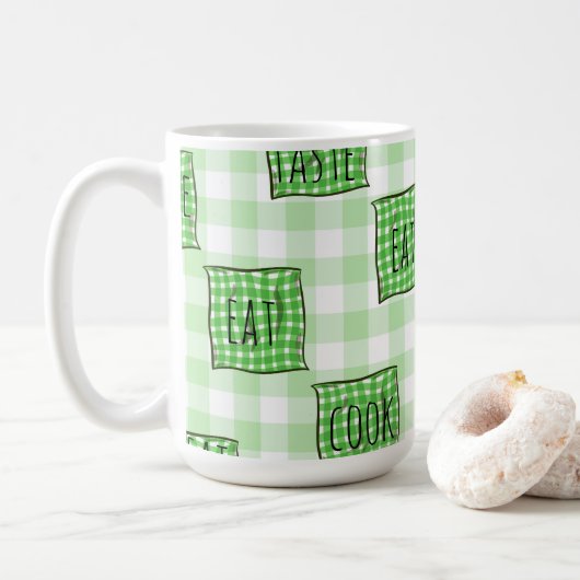 Mug Chèques verts et blancs (Avec donut)