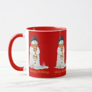 Mug Cher bonhomme de neige souriant dans la neige à n