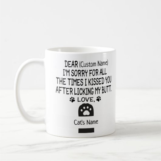 Mug Cher Cat nom personnalisé et nom du chat (Gauche)