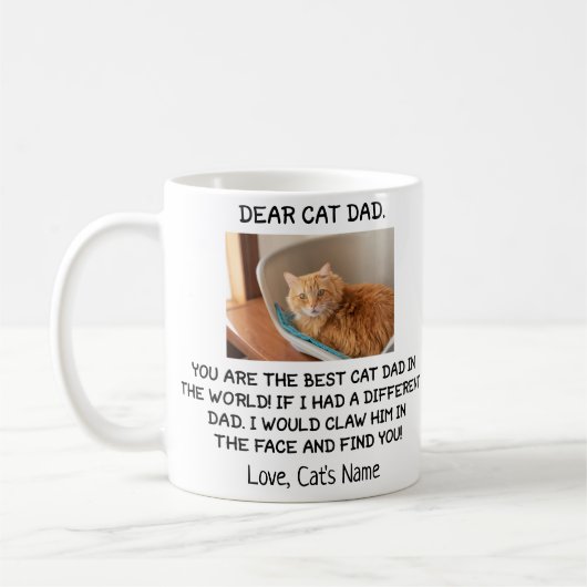 Mug Cher père de chat, photo et nom du chat personnali (Gauche)