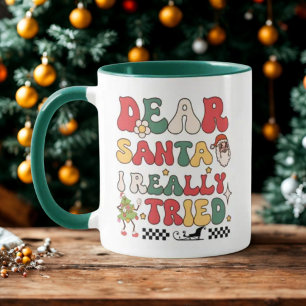 Mug Cher Père Noël J'Ai Vraiment Essayé Retro Funny No