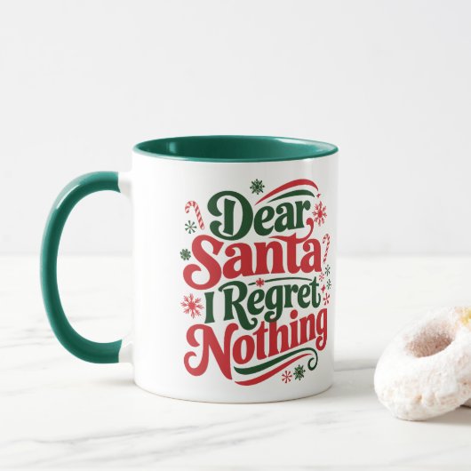 Mug Cher Père Noël, je ne regrette rien (Avec donut)