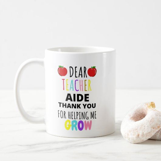 Mug Cher professeur aide Merci pour m'aider à grandir (Avec donut)