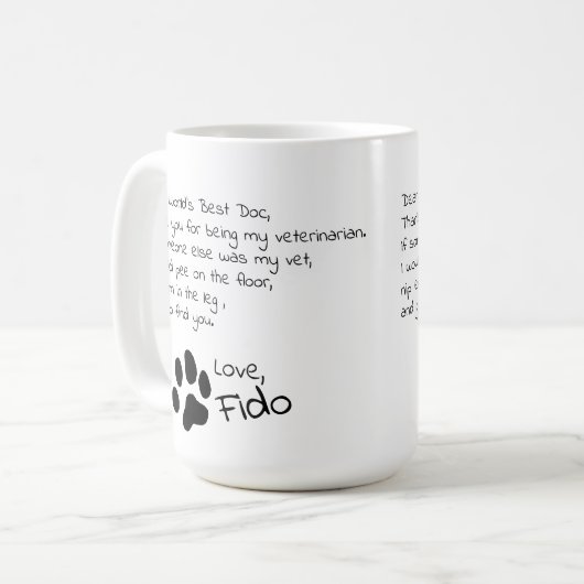 Mug Cher vétérinaire Nom de l'animal de compagnie pers (Devant gauche)