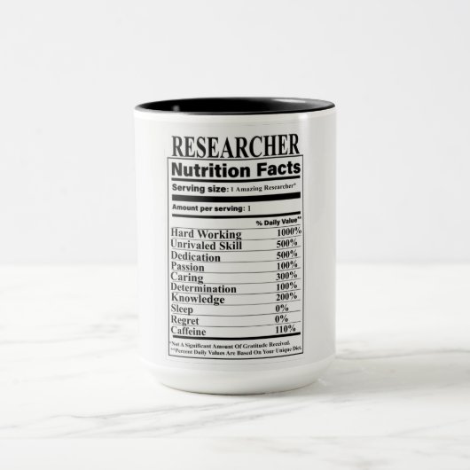 Mug Chercheur Nutrition Facts (Centre)