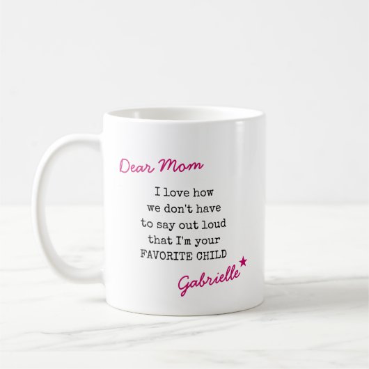 Mug Chère maman Typographie de machine à écrire préfér (Gauche)