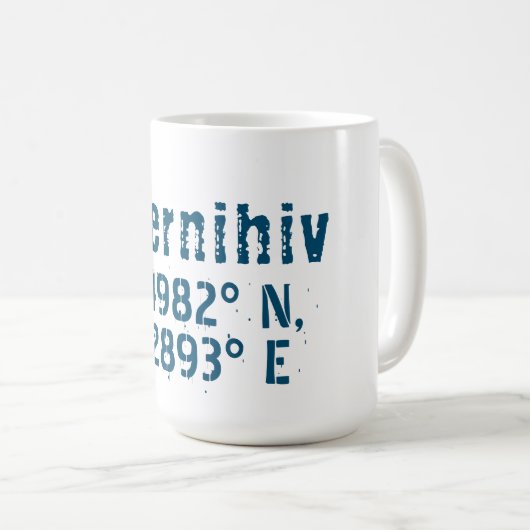 Mug Chernihiv Ukraine Latitude & Longitude désistée (Devant droit)