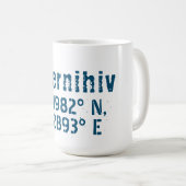 Mug Chernihiv Ukraine Latitude & Longitude en détresse (Devant droit)