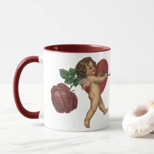 Mug Cherub de la Saint-Valentin vintage et Rose victor