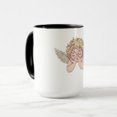 Mug Chérubin de Paysage Onirique Fantaisiste avec Cœur (Devant gauche)