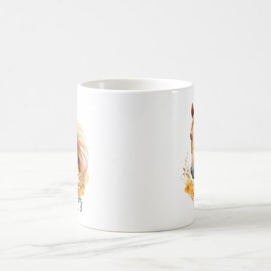 Mug Cheval à l'aquarelle mignonne (Centre)
