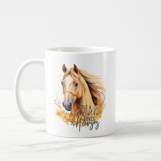 Mug Cheval à l'aquarelle mignonne (Gauche)
