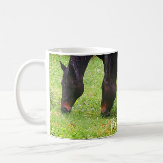 Mug Cheval Amis Pâtage personnalisé (Gauche)