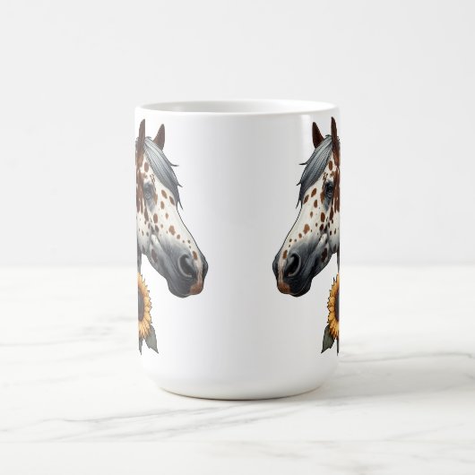 Mug Cheval Appaloosa de châtaignes avec tournesol (Centre)