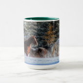 Mug Cheval blanc coule en hiver photo neige (Centre)