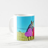 Mug Cheval blanc et Brown Valentine Coeurs (Devant gauche)