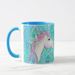 Mug Cheval Blanc Motif couleur pastel sans couture