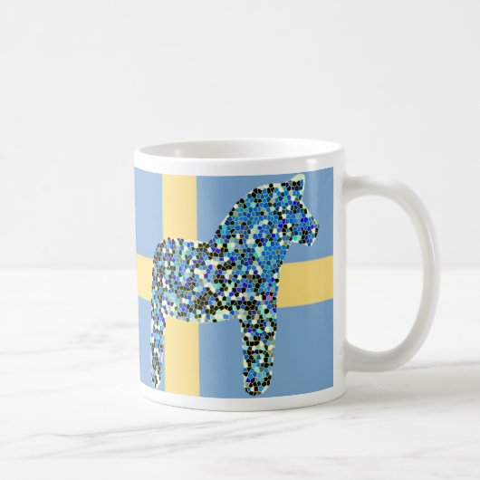 Mug Cheval bleu suédois de Dala de mosaïque (Droite)