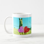 Mug Cheval blond et Coeurs rose et rouge (Gauche)