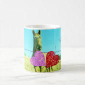 Mug Cheval blond et Coeurs rose et rouge (Centre)