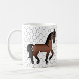 Mug Cheval Brun Bai Trotant de Dessin Animé Mignon