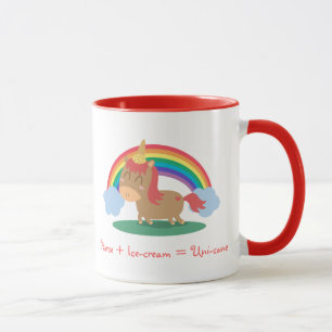 Mug Cheval Brun Kawaii essayant d'être une Licorne