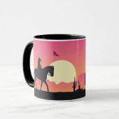 Mug Cheval Cowboy Pink Sunset Desert (Devant gauche)