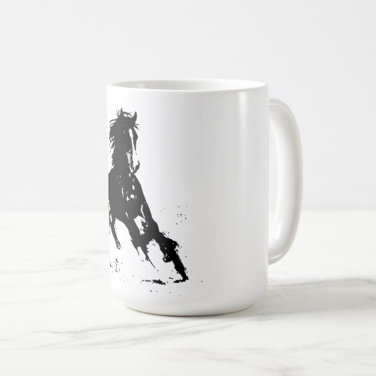 Mug Cheval d'art pop noir et blanc (Devant droit)
