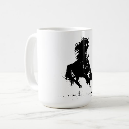 Mug Cheval d'art pop noir et blanc (Devant gauche)