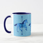 Mug Cheval de carrousel - bleu de cobalt et de ciel (Gauche)