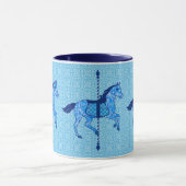 Mug Cheval de carrousel - bleu de cobalt et de ciel (Centre)