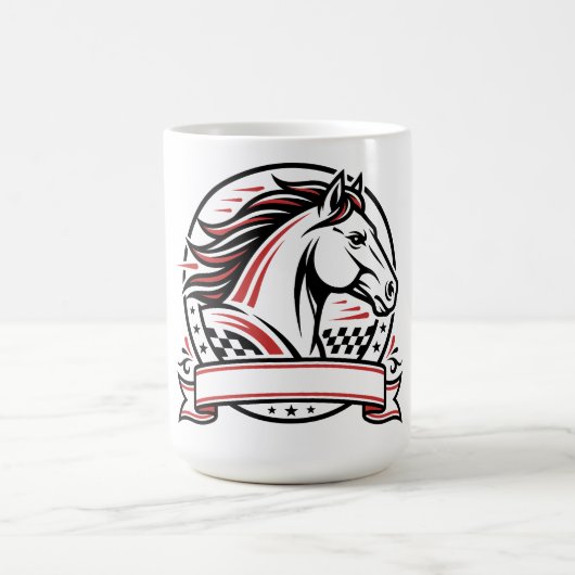 Mug Cheval de course avec accents rouges (Centre)