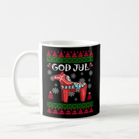 Mug Cheval de Dala scandinave de Dieu Jul Ugly (Gauche)