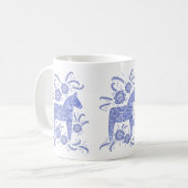 Mug Cheval de Dala suédois Périwinkel bleu et blanc (Devant gauche)