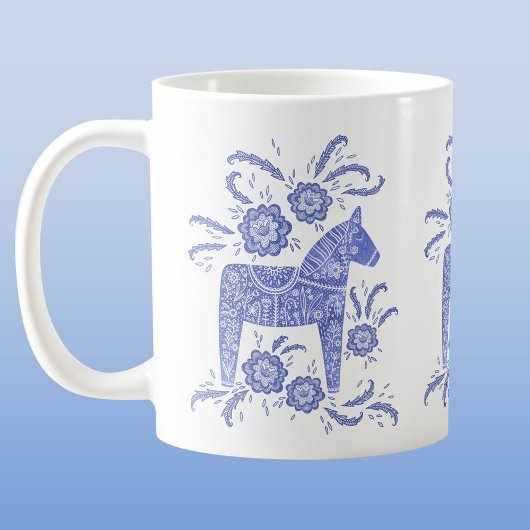 Mug Cheval de Dala suédois Périwinkel bleu et blanc