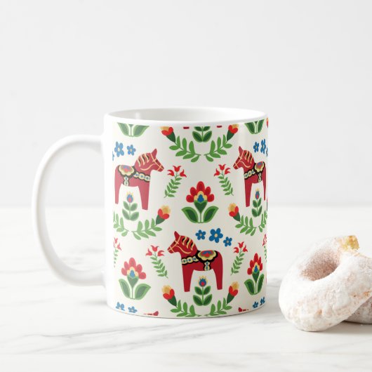 Mug Cheval de Dala suédois Rouge (Avec donut)