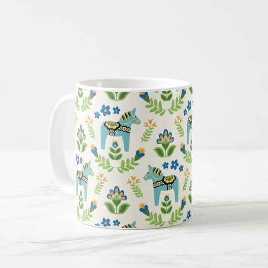 Mug Cheval de Dala suédois Turquoise (Devant gauche)