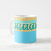 Mug Cheval de mer d'or avec Aqua et des rayures turquo (Devant gauche)