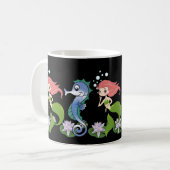 Mug Cheval de mer mignon et petite sirène nager ensemb (Devant gauche)
